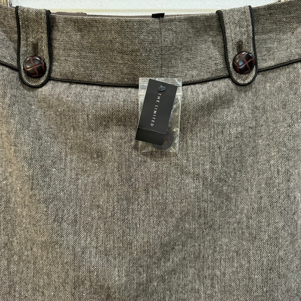 The Limited Brown Wool Blend Tweed Mini Skirt Size 2 NWT Button Detail - Picture 5 of 9